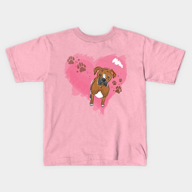 Boxer Love Kids T-Shirt by LunaAndromeda